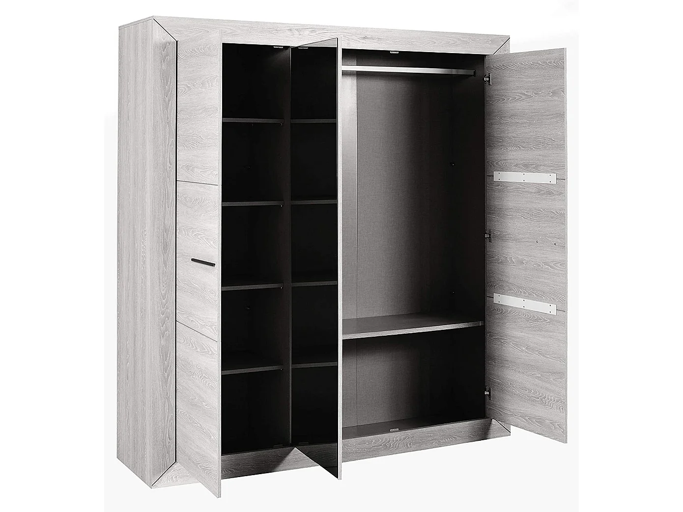 Armoire 3 portes bois de chêne gris Maeva 200cm