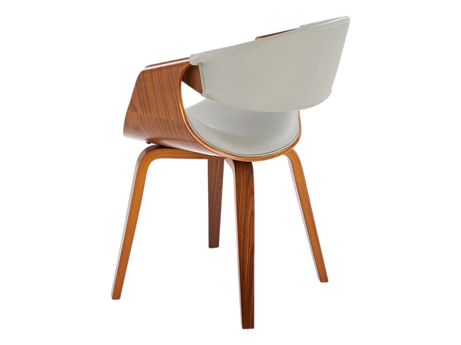 Silla de diseño en nogal y ecopiel gris Acebo