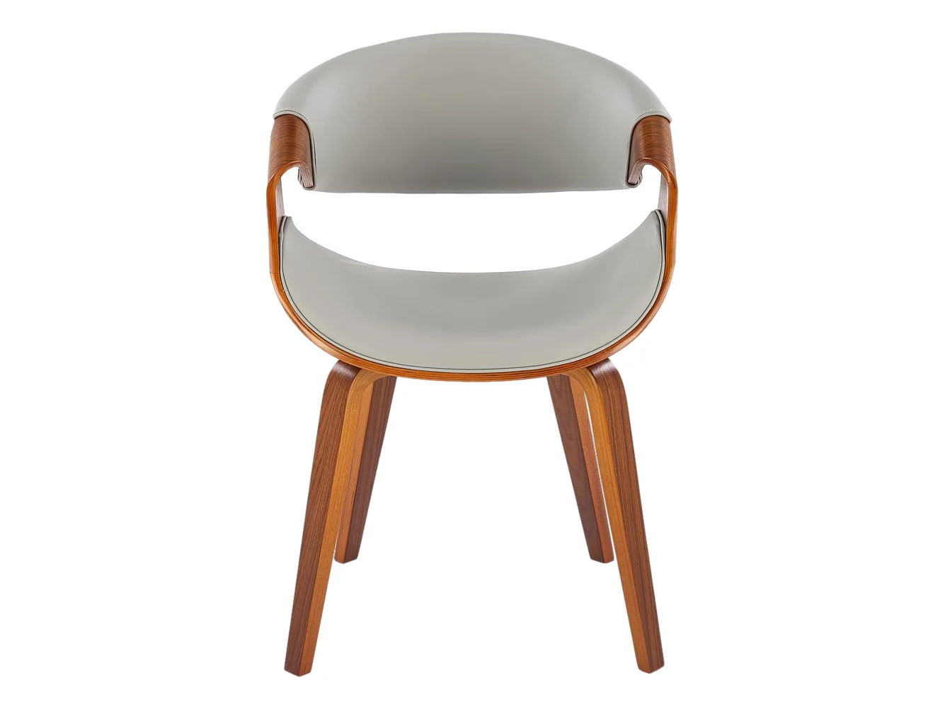 Silla de diseño en nogal y ecopiel gris Acebo