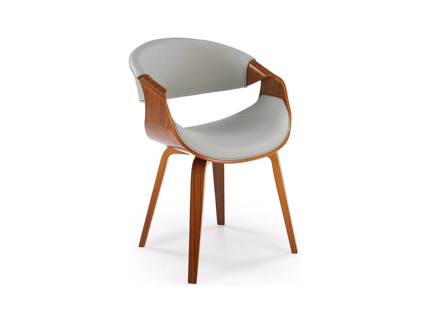 Chaise design aspect noyer et éco-cuir gris Acebo
