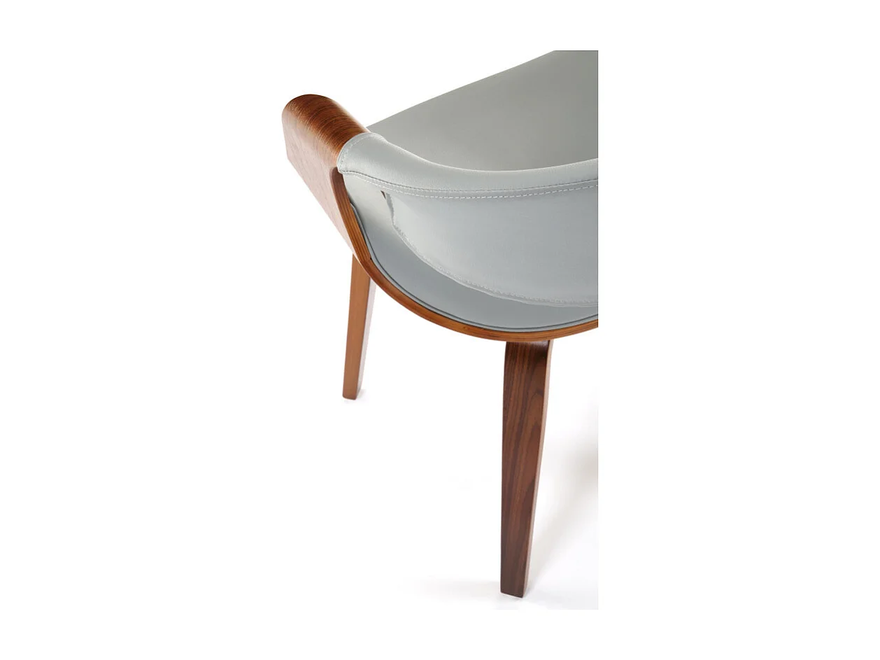 Silla de diseño en nogal y ecopiel gris Acebo