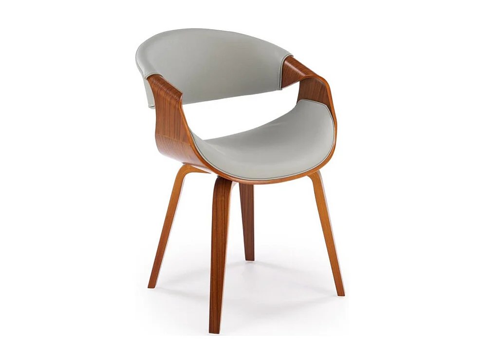 Chaise design aspect noyer et éco-cuir gris Acebo