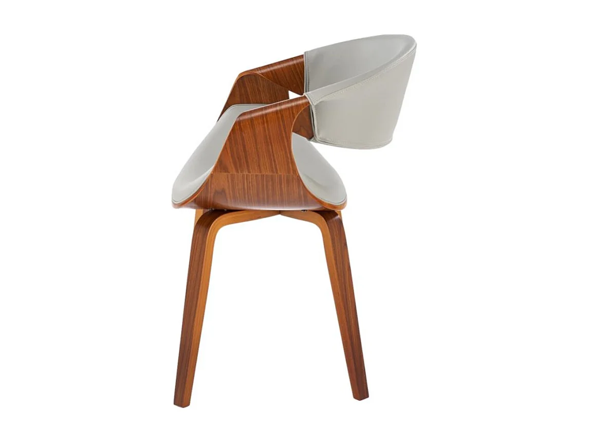 Chaise design aspect noyer et éco-cuir gris Acebo