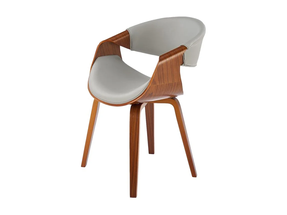 Chaise design aspect noyer et éco-cuir gris Acebo