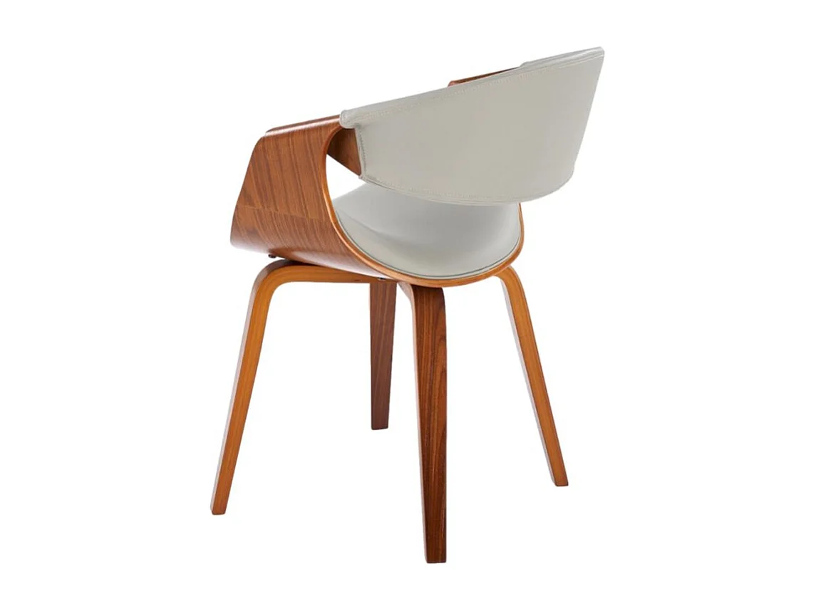 Chaise design aspect noyer et éco-cuir gris Acebo