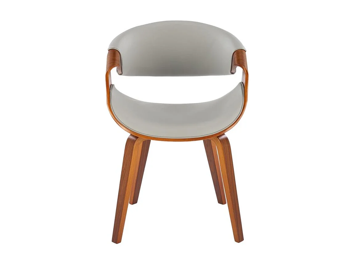 Chaise design aspect noyer et éco-cuir gris Acebo