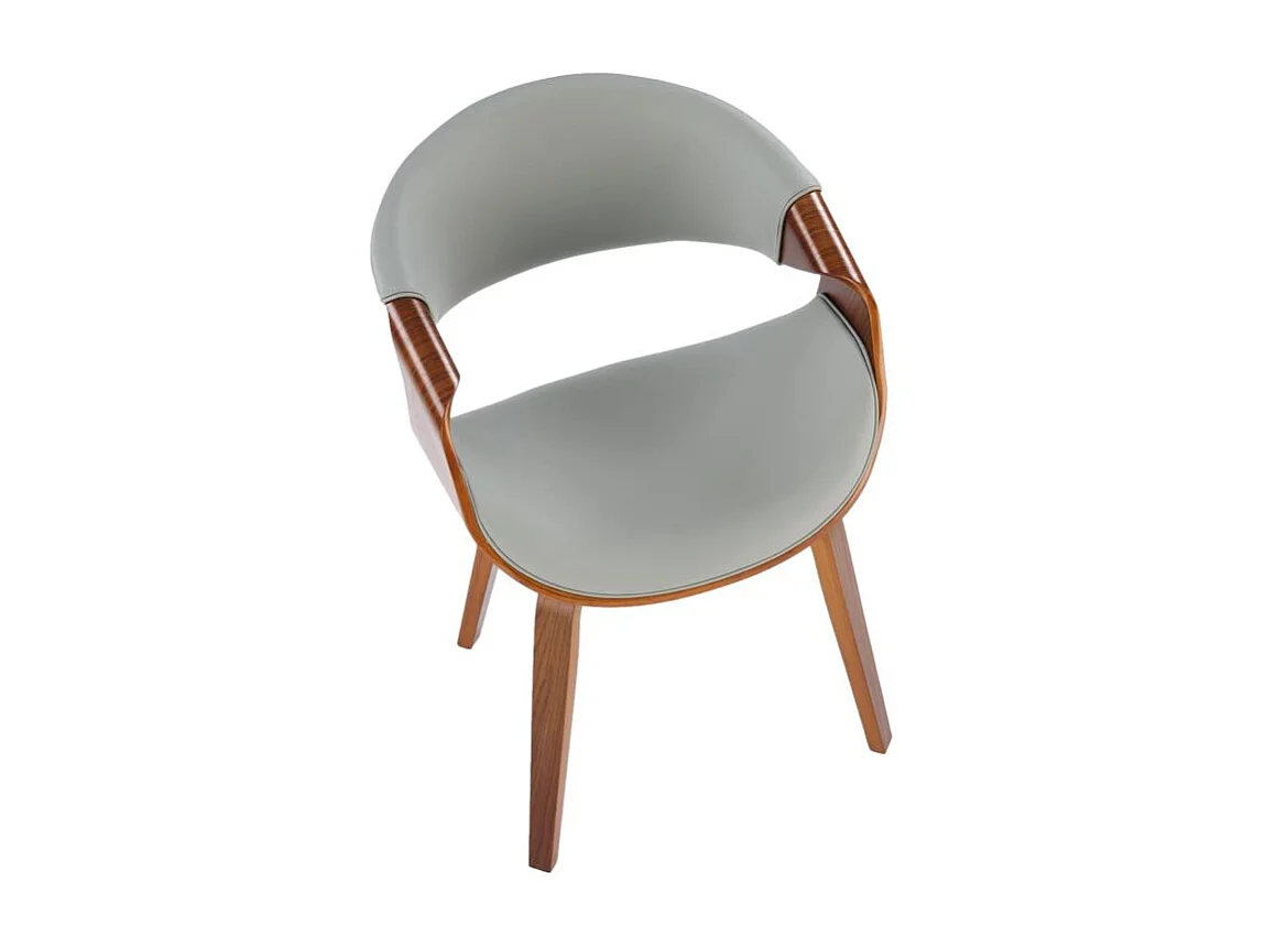 Chaise design aspect noyer et éco-cuir gris Acebo