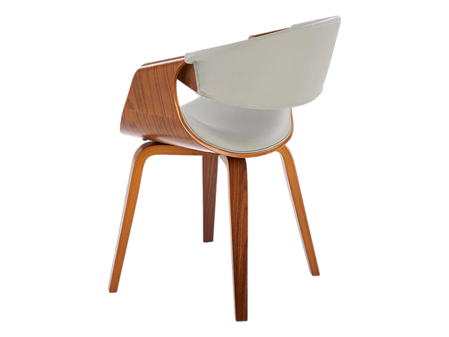 Silla de diseño en nogal y ecopiel gris Acebo