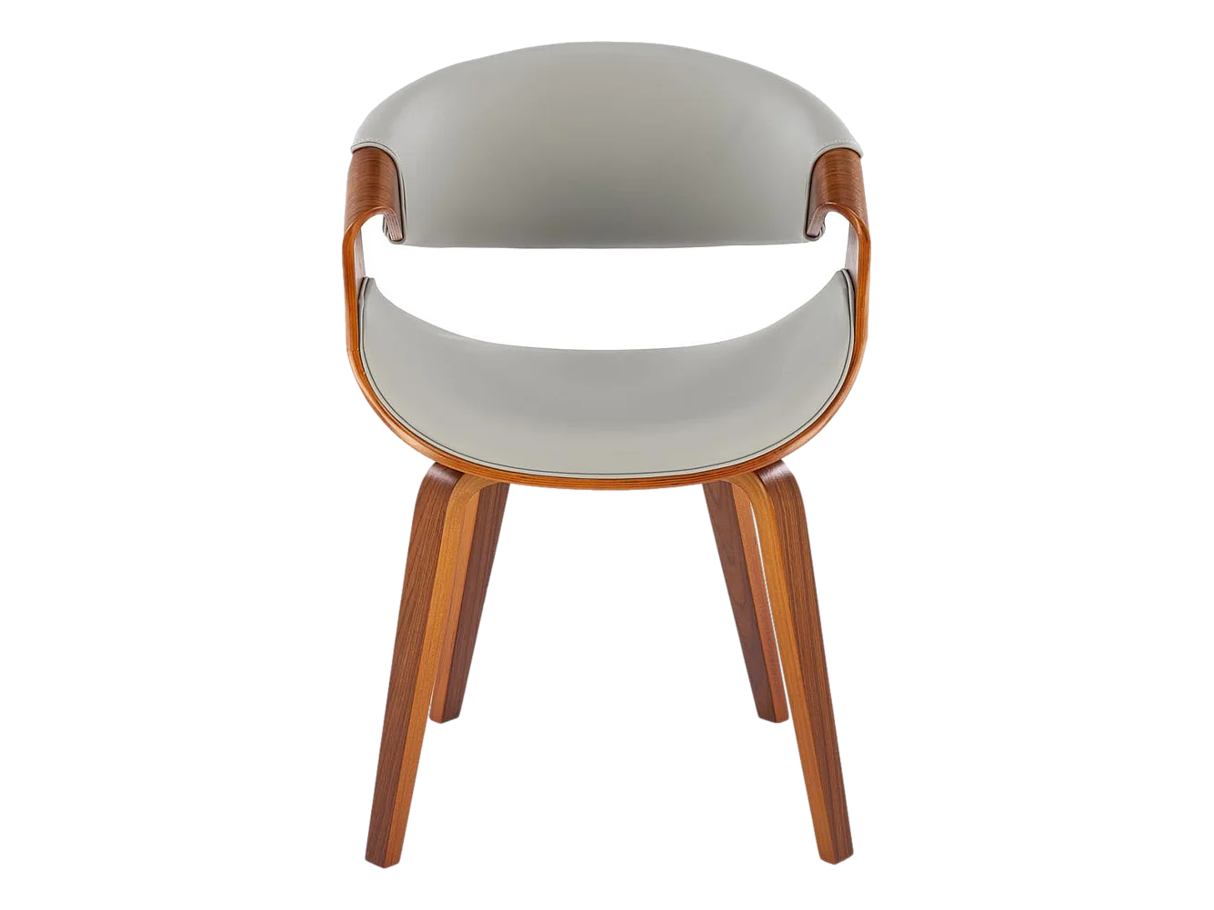 Silla de diseño en nogal y ecopiel gris Acebo