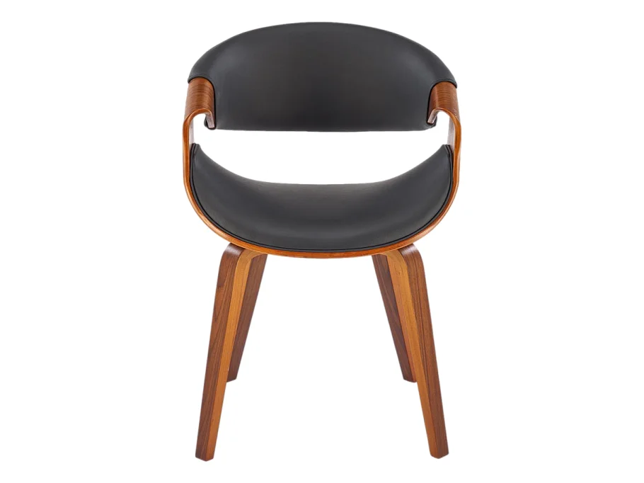 Chaise design aspect noyer et éco-cuir noir Acebo