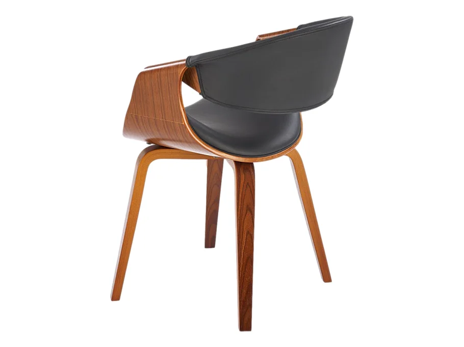 Chaise design aspect noyer et éco-cuir noir Acebo