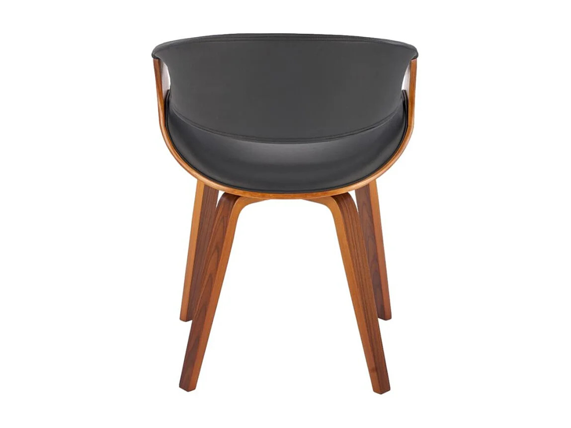 Chaise design aspect noyer et éco-cuir noir Acebo