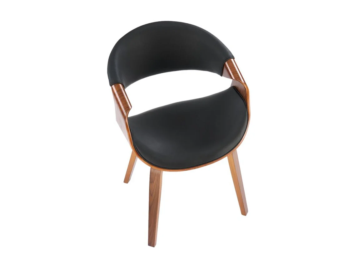 Chaise design aspect noyer et éco-cuir noir Acebo