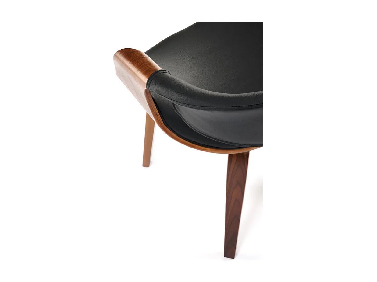 Chaise design aspect noyer et éco-cuir noir Acebo