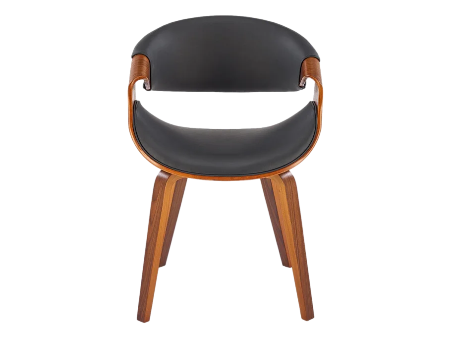 Silla de diseño en nogal y ecopiel negra Acebo