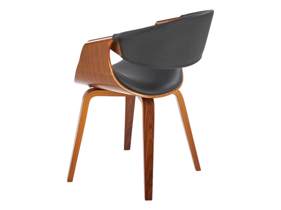 Silla de diseño en nogal y ecopiel negra Acebo