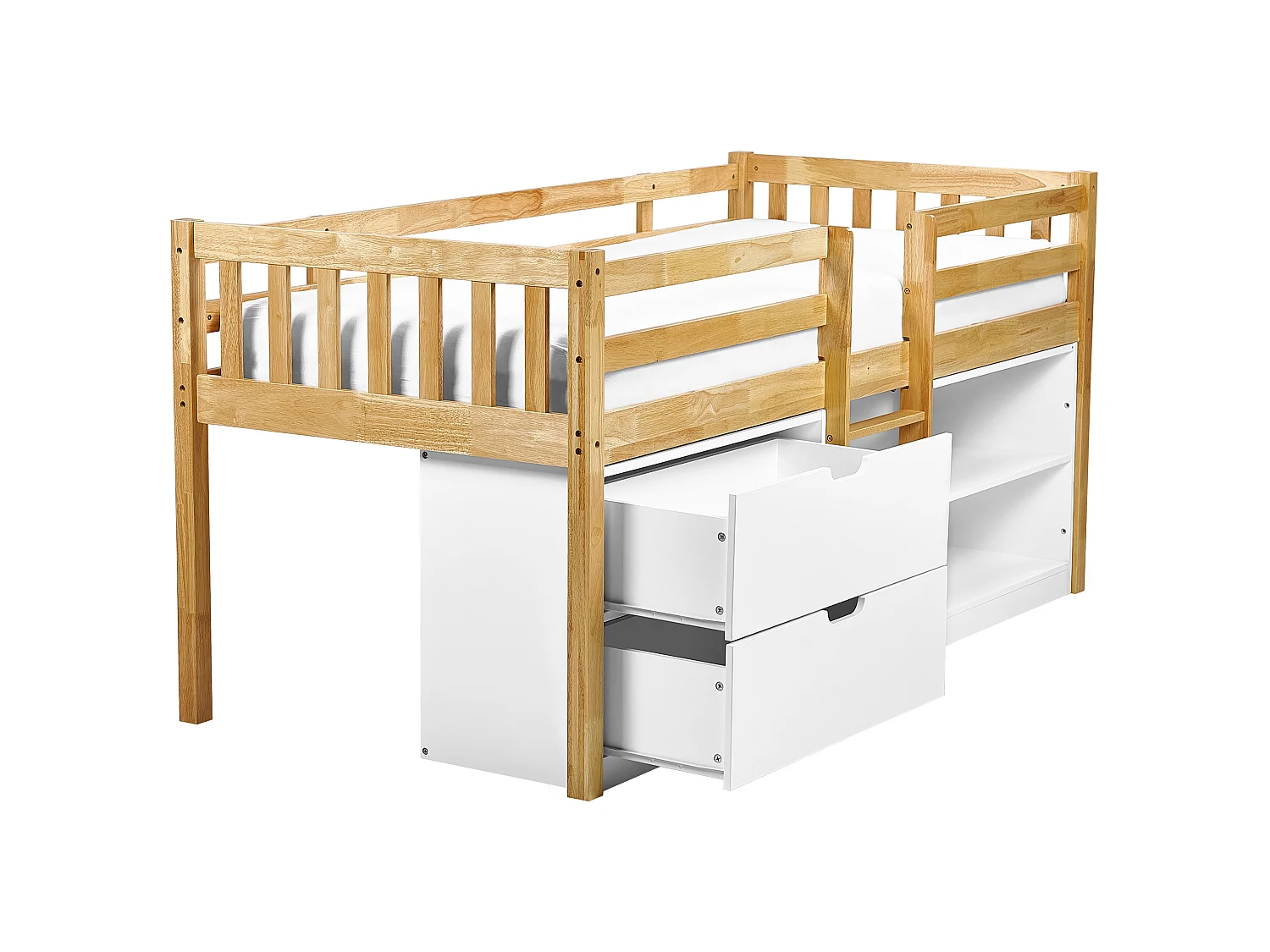 Lit simple avec rangement en bois clair 90 x 200 cm SUSVILLE