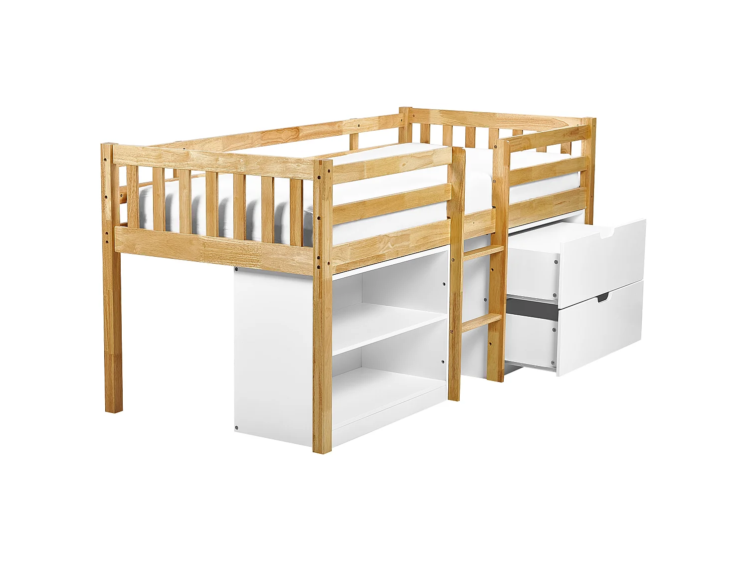 Lit simple avec rangement en bois clair 90 x 200 cm SUSVILLE