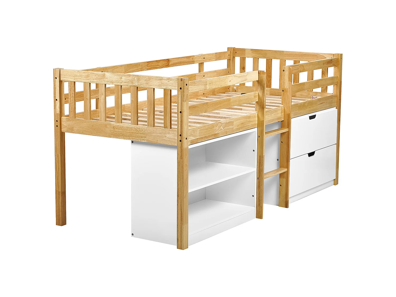 Lit simple avec rangement en bois clair 90 x 200 cm SUSVILLE