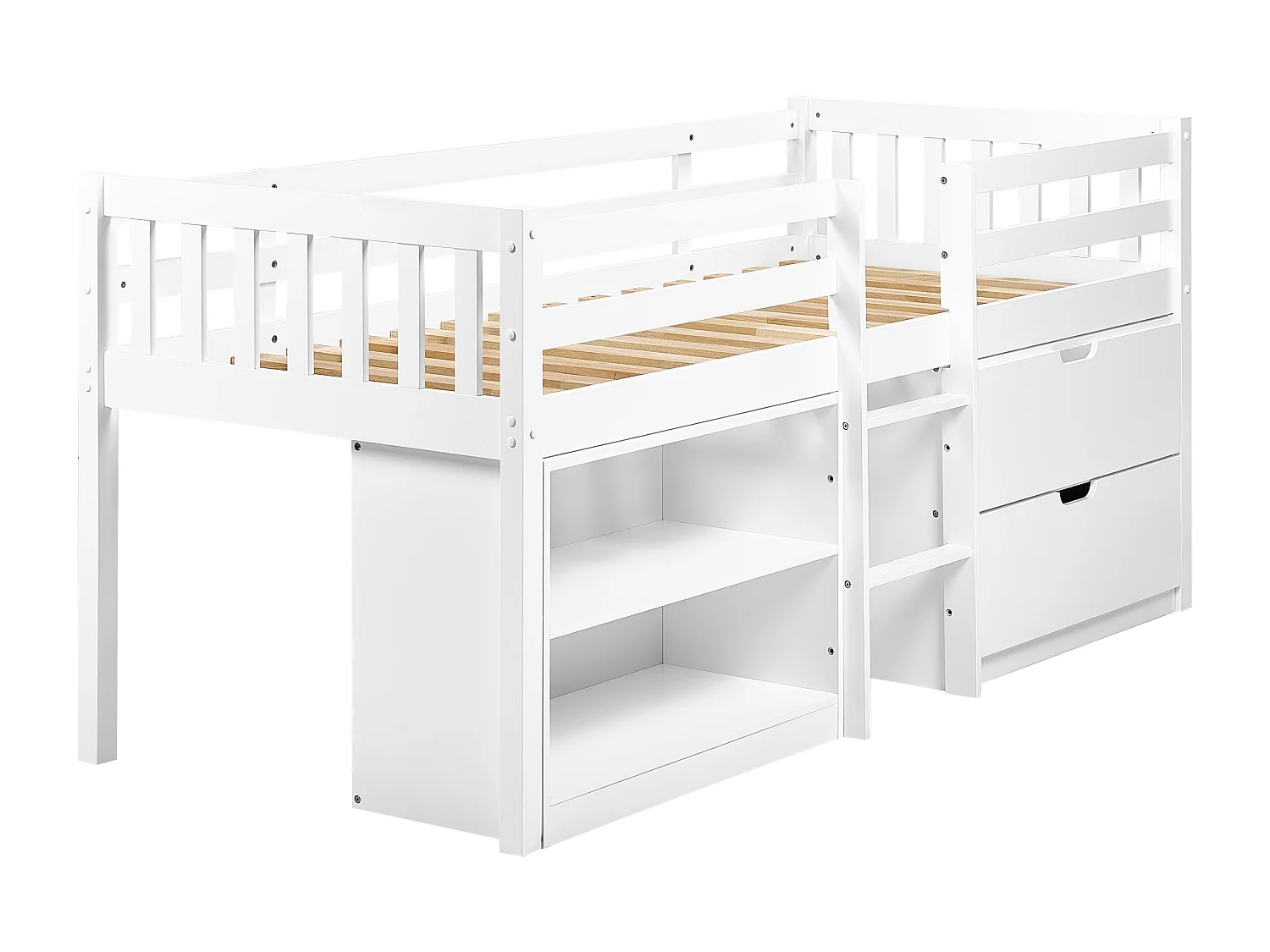 Bed met opbergruimte hout wit 90 x 200 cm SUSVILLE