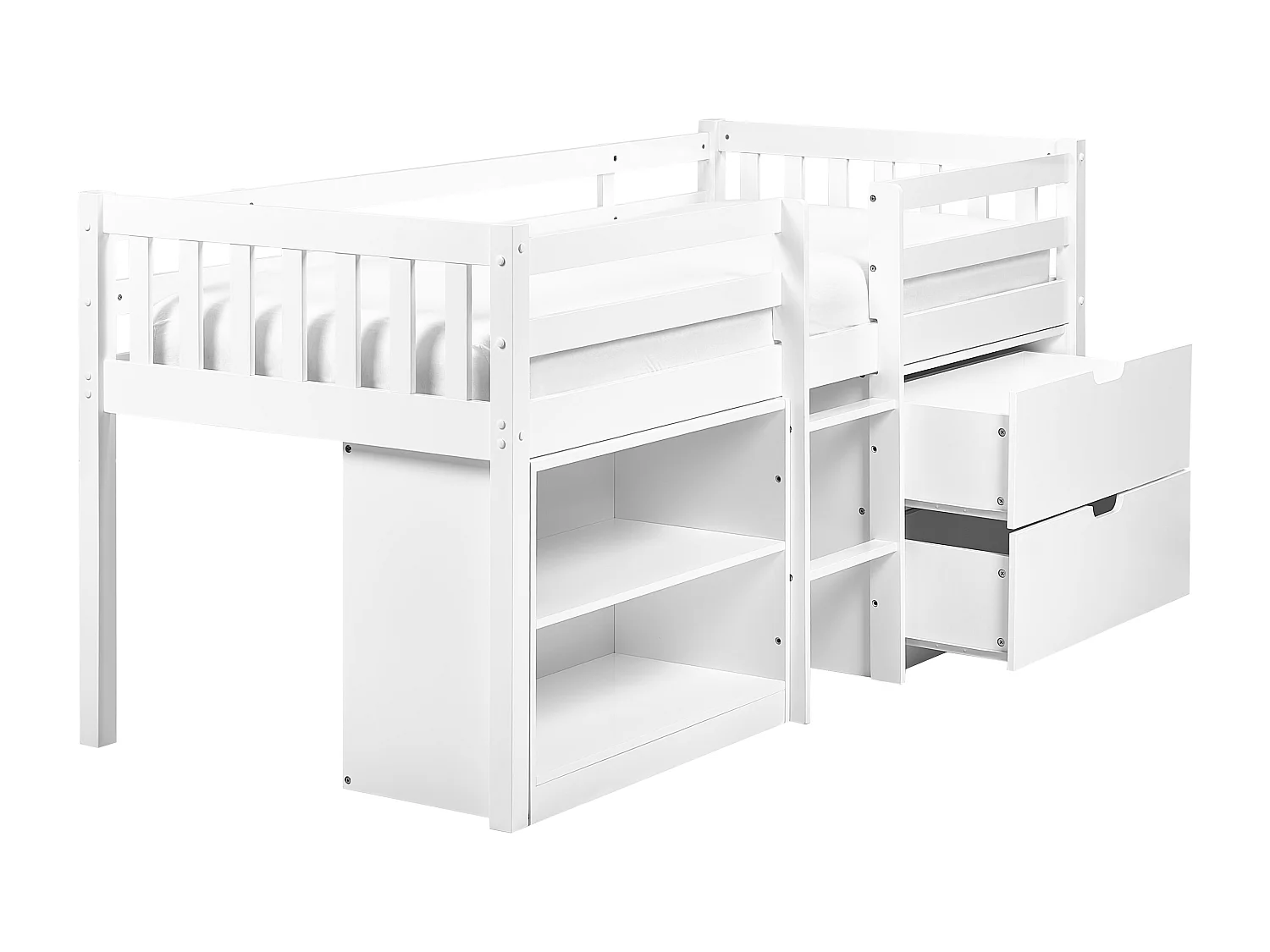 Lit à mit-hauteur Bois SUSVILLE 90 x 200 cm Blanc