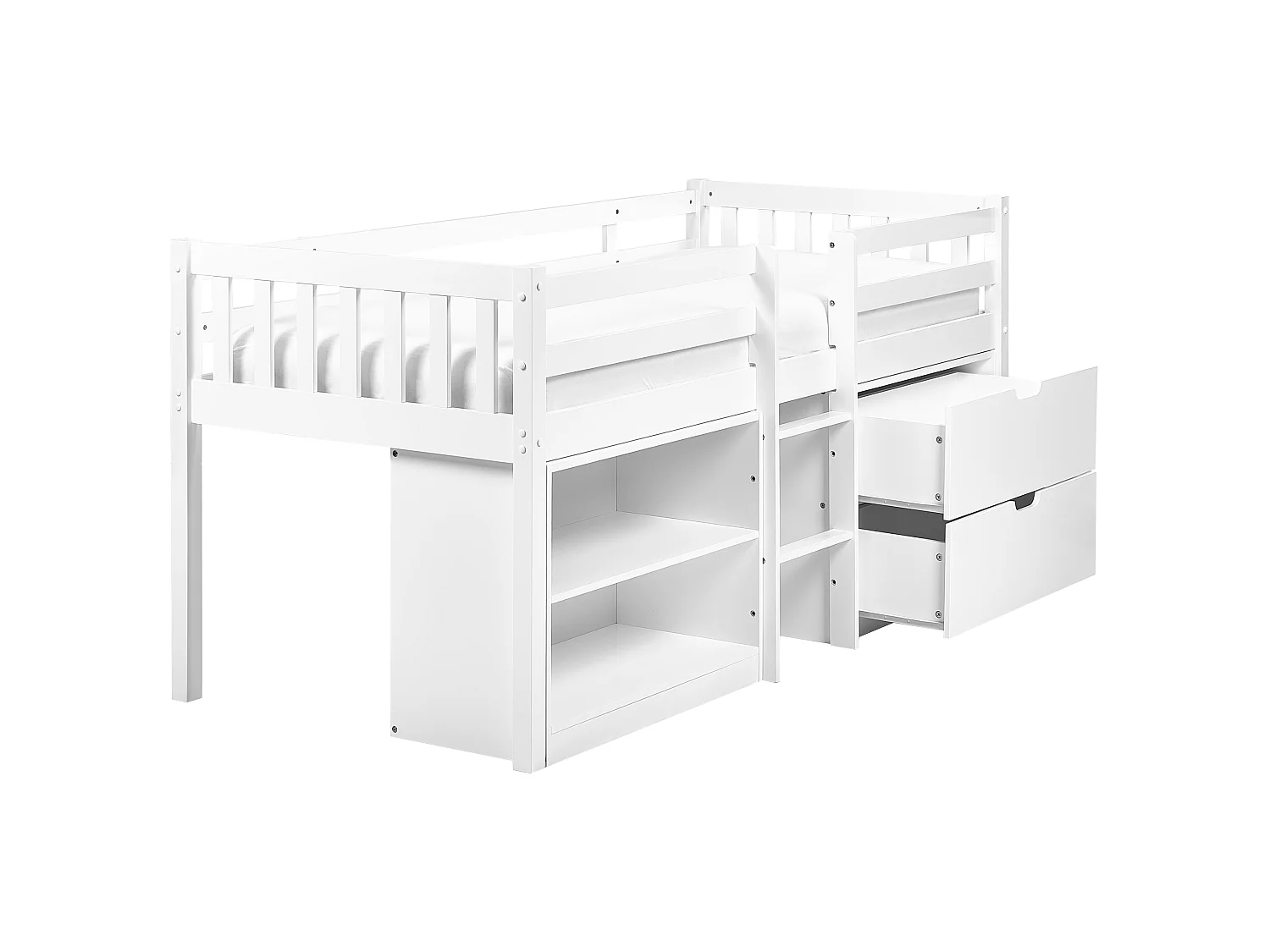 Bed met opbergruimte hout wit 90 x 200 cm SUSVILLE
