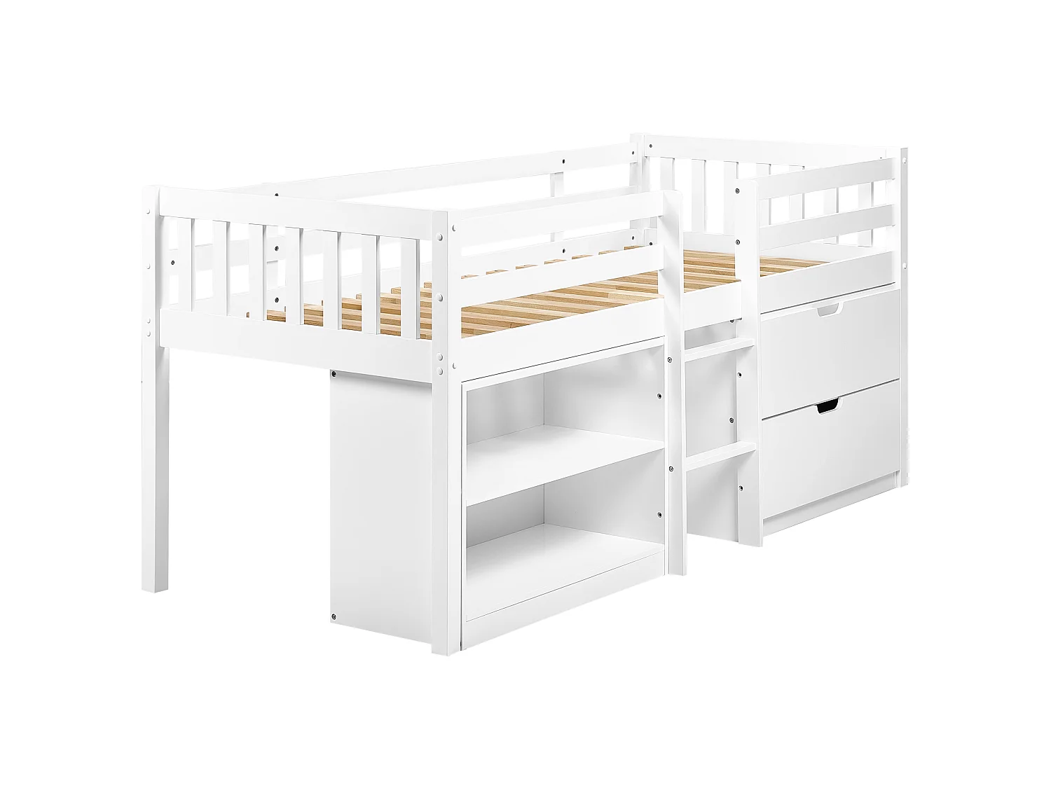 Lit simple avec rangement en bois blanc 90 x 200 cm SUSVILLE