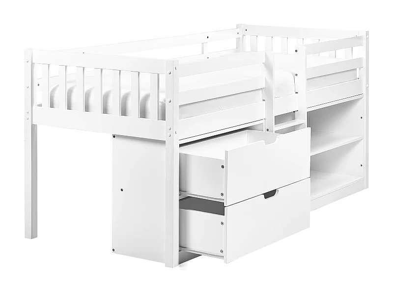 Bed met opbergruimte hout wit 90 x 200 cm SUSVILLE