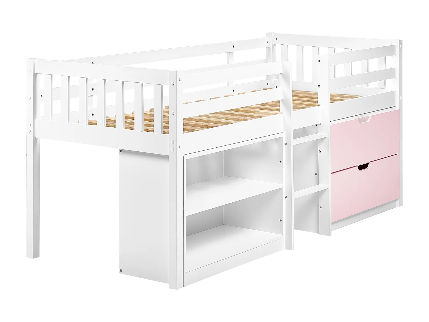 Lit à mit-hauteur Bois SUSVILLE 90 x 200 cm Rose