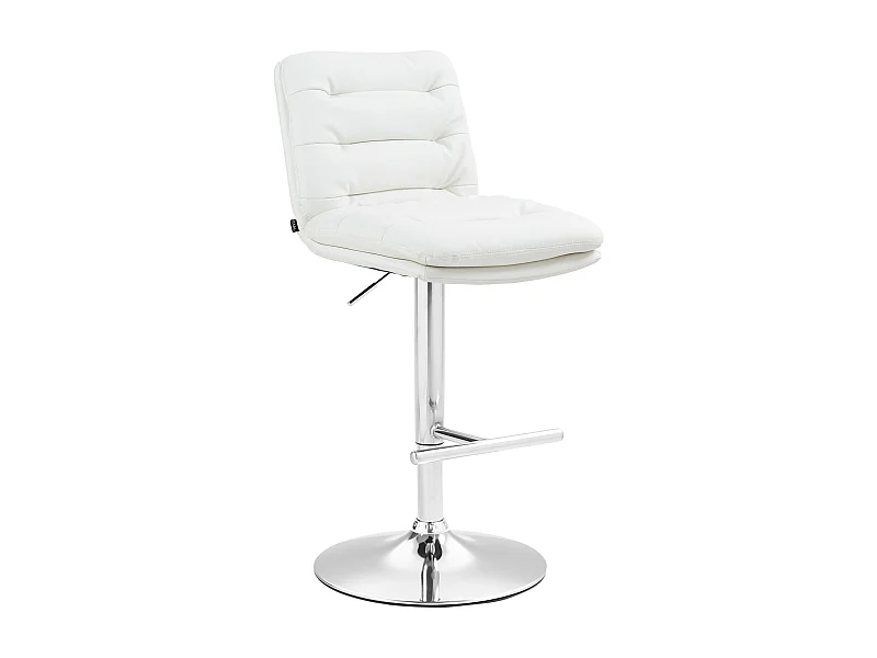 Tabouret de bar - Similicuir & Chrome - Blanc - Damar