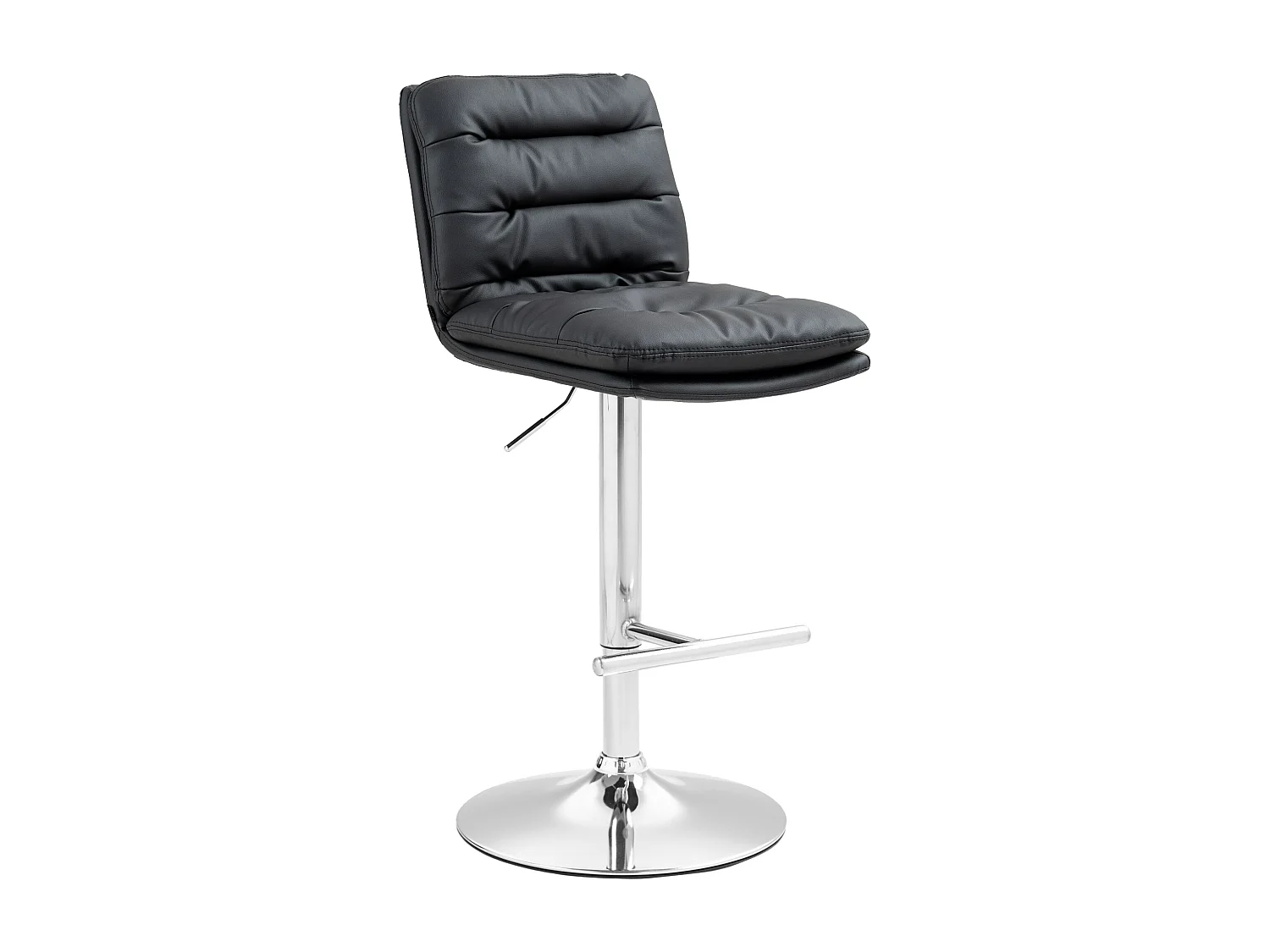 Tabouret de bar - Similicuir & Chrome - Noir - Damar