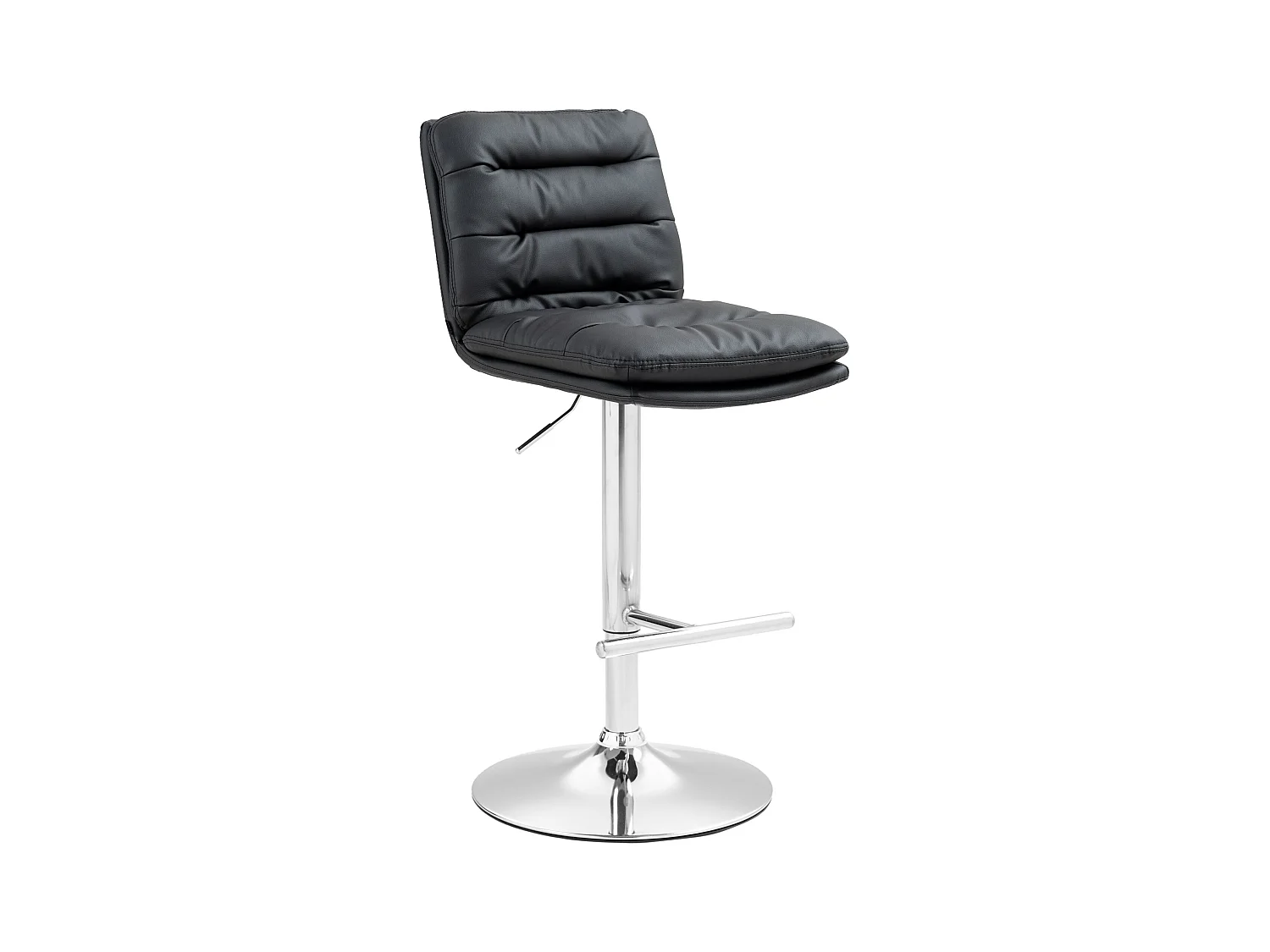 Tabouret de bar - Similicuir & Chrome - Noir - Damar