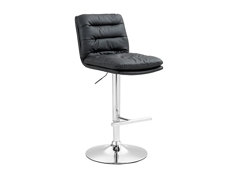 Tabouret de bar - Similicuir & Chrome - Noir - Damar