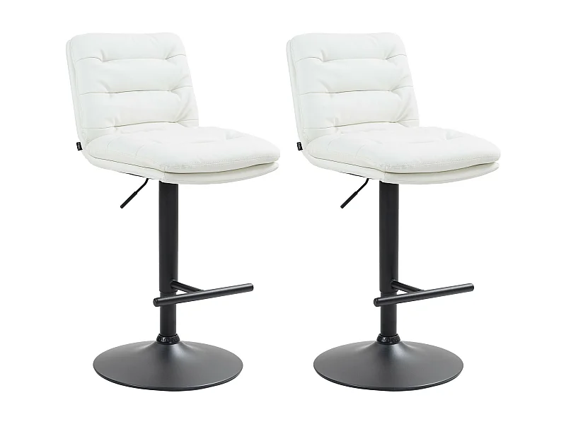 Lot de 2  Tabouret de bar - Similicuir & Noir - Blanc - Damar