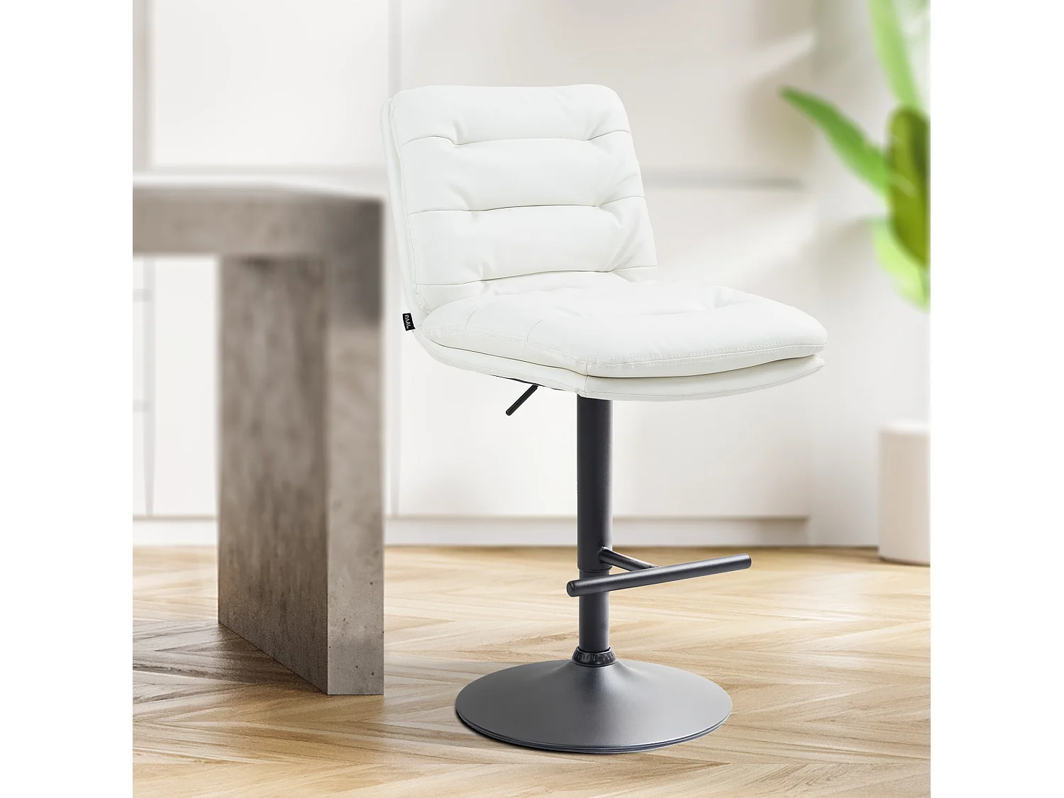 Lot de 2  Tabouret de bar - Similicuir & Noir - Blanc - Damar