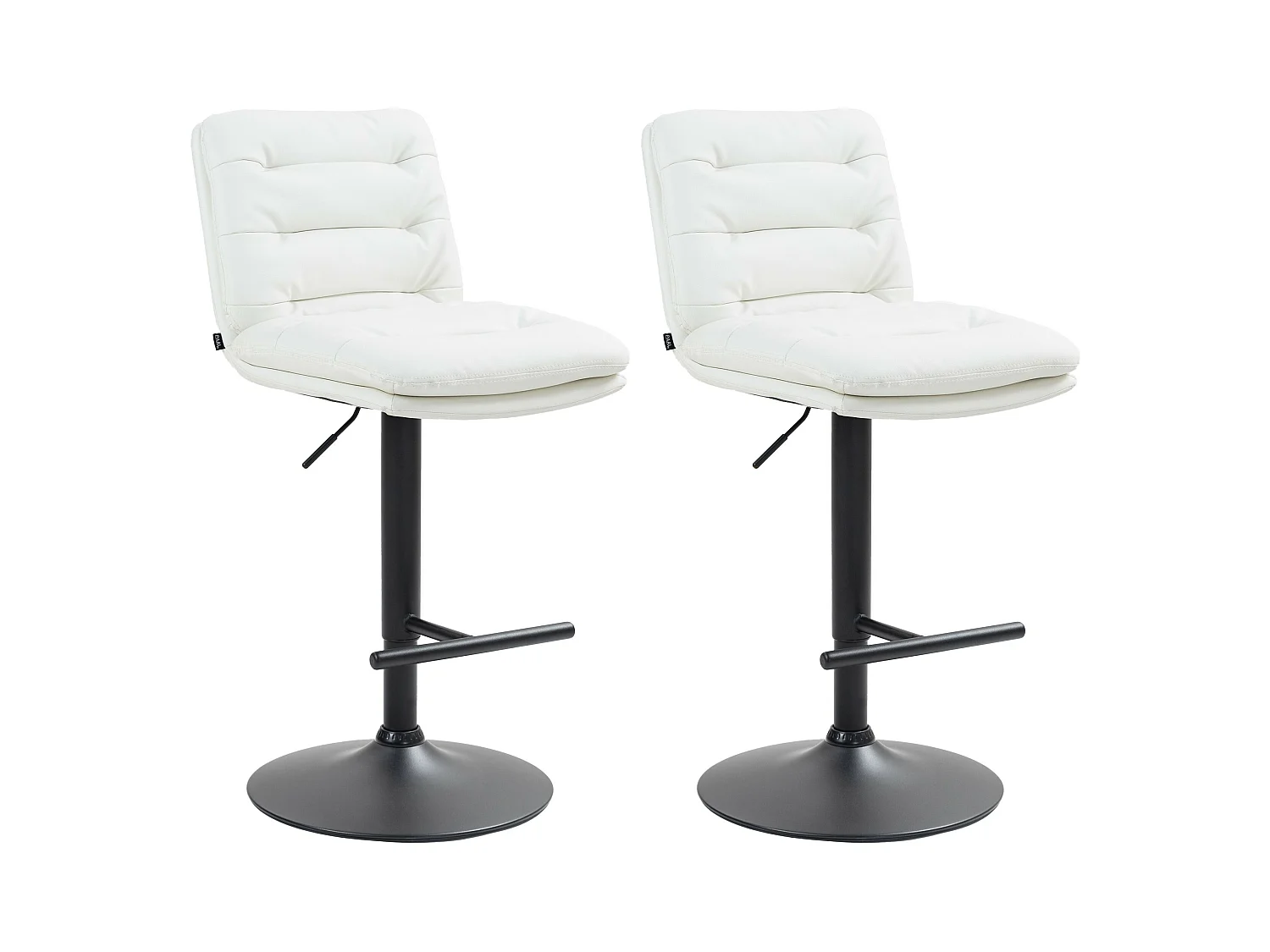 Lot de 2  Tabouret de bar - Similicuir & Noir - Blanc - Damar