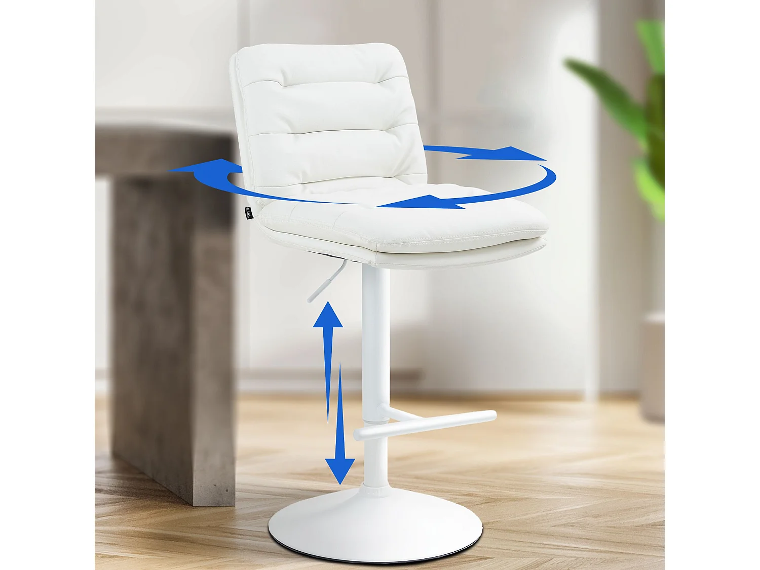 Lot de 2  Tabouret de bar - Similicuir & Blanc - Blanc - Damar