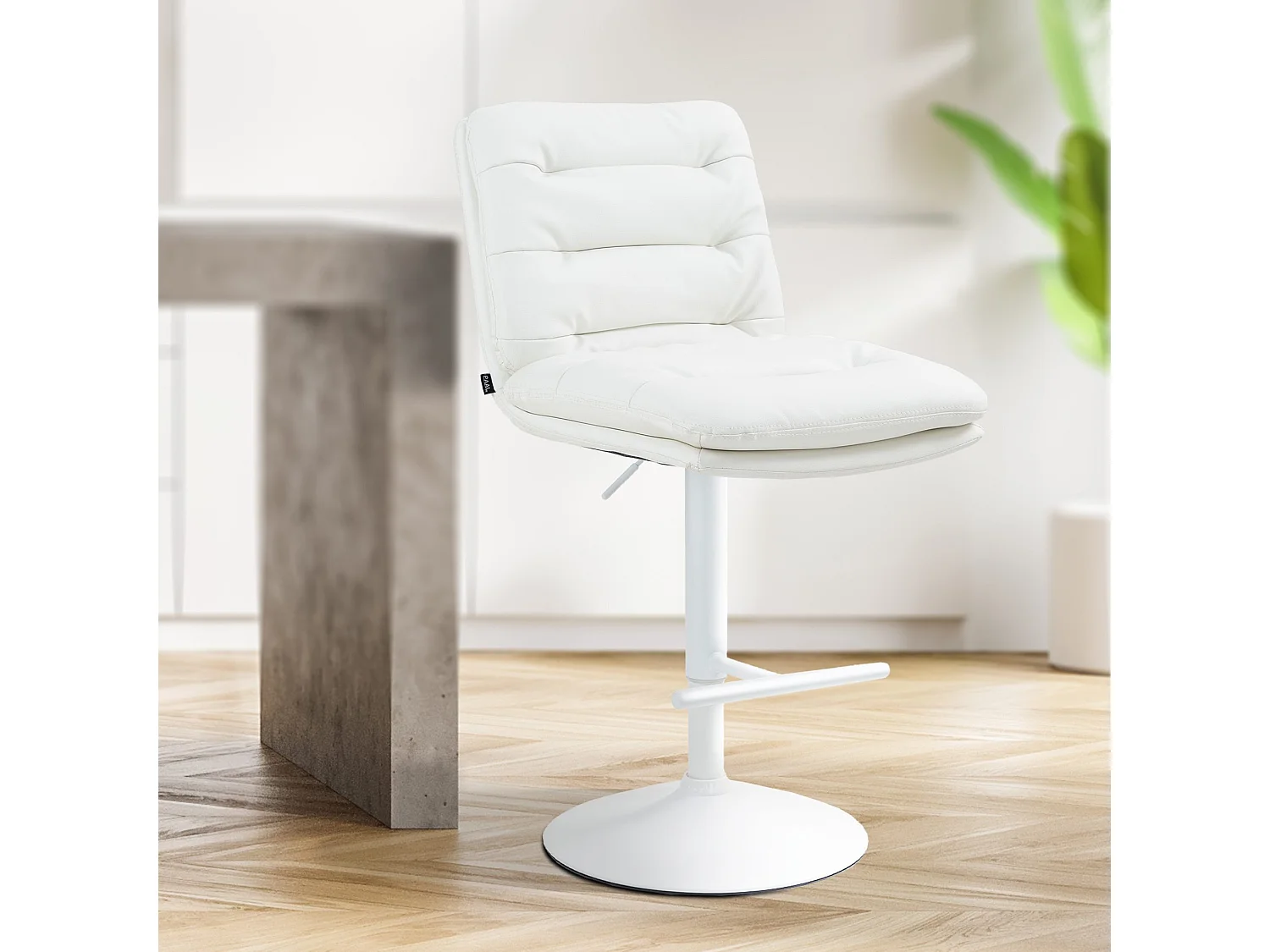 Lot de 2  Tabouret de bar - Similicuir & Blanc - Blanc - Damar