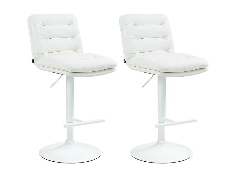 Lot de 2  Tabouret de bar - Similicuir & Blanc - Blanc - Damar