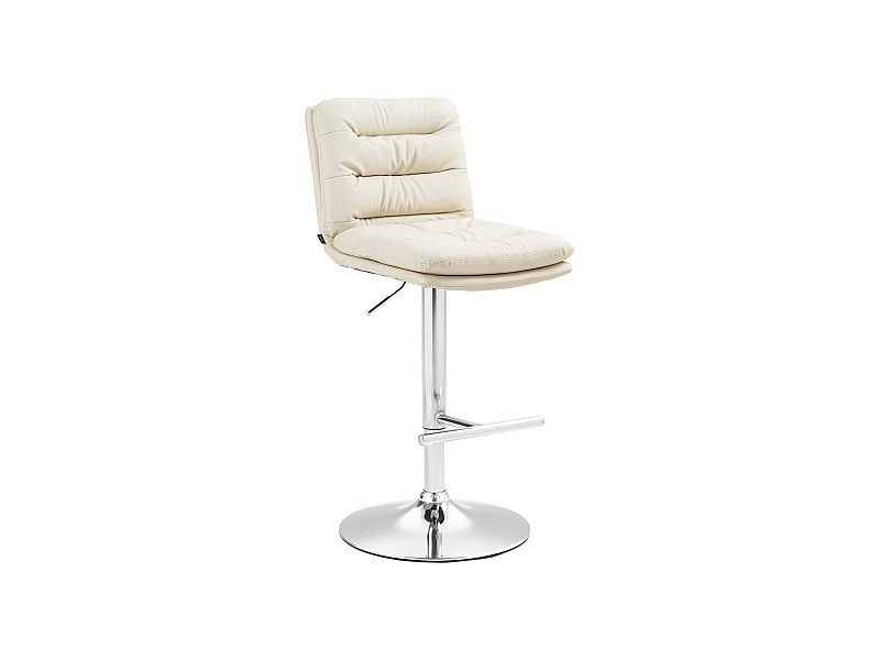 Tabouret de bar - Similicuir & Chrome - Crème - Damar