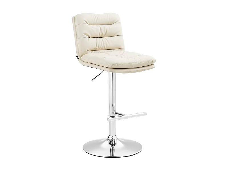 Tabouret de bar - Similicuir & Chrome - Crème - Damar