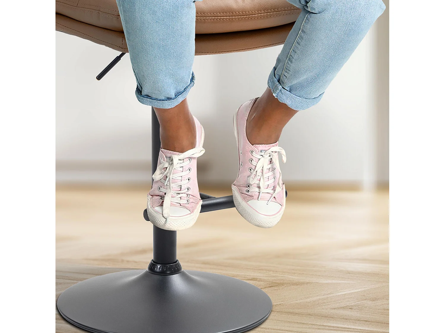Tabouret de bar - Similicuir & Noir - Marron clair - Damar