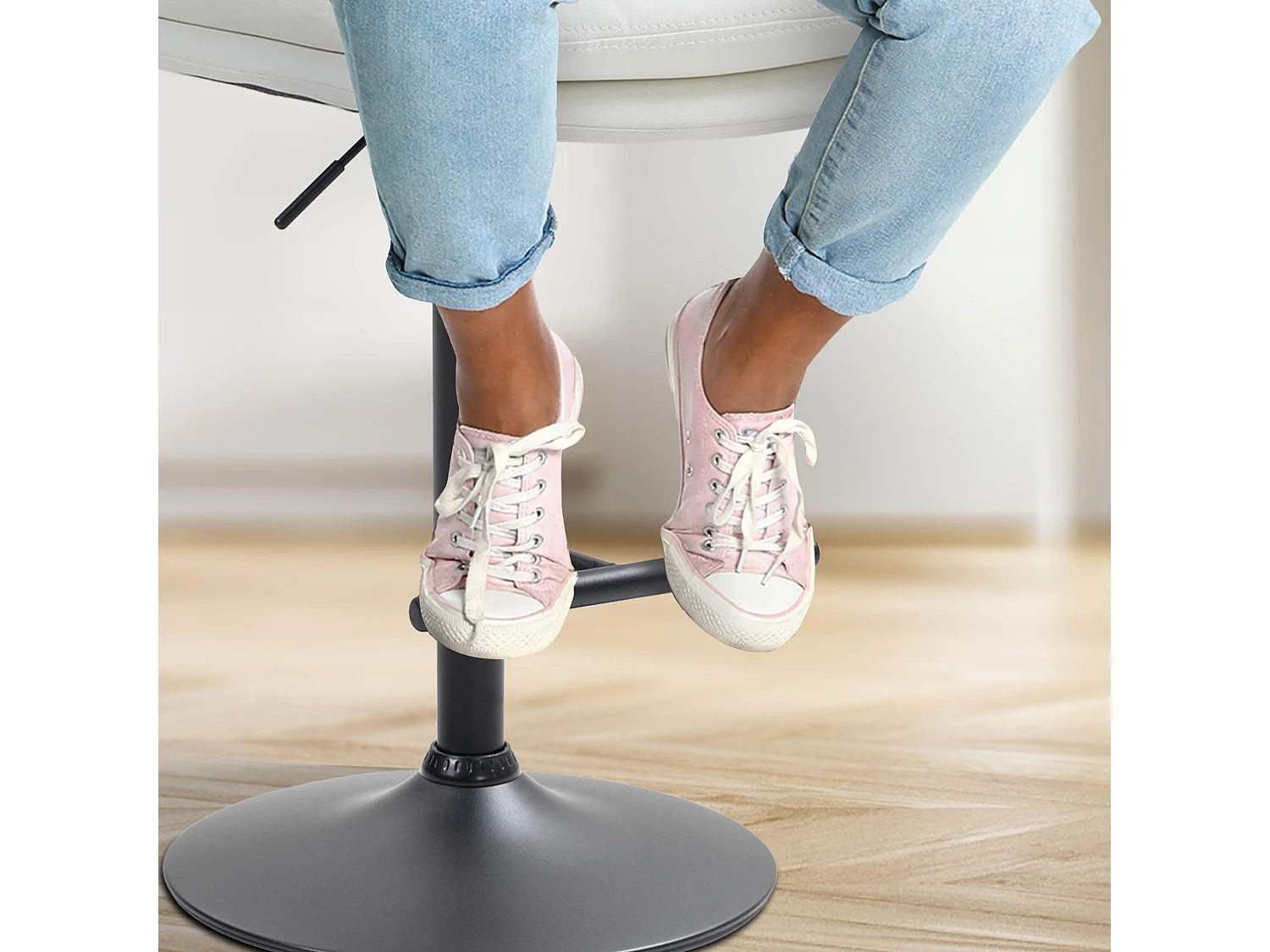 Tabouret de bar - Similicuir & Noir - Blanc - Damar
