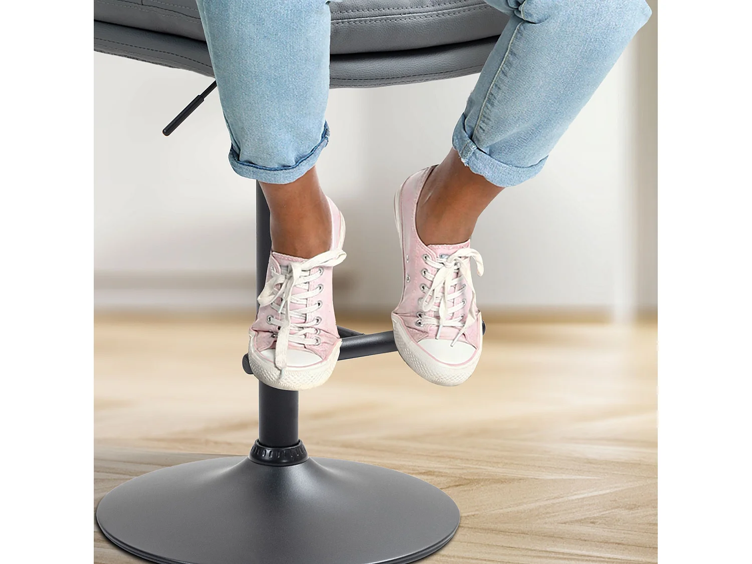 Tabouret de bar - Similicuir & Noir - Gris - Damar