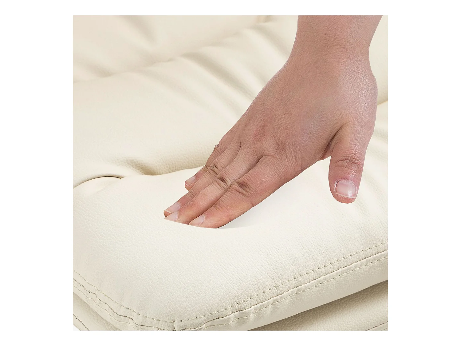 Lot de 2  Tabouret de bar - Similicuir & Noir - Crème - Damar