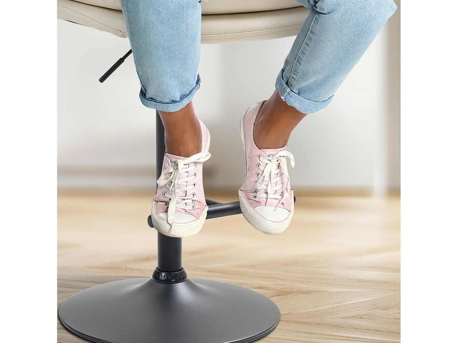 Lot de 2  Tabouret de bar - Similicuir & Noir - Crème - Damar