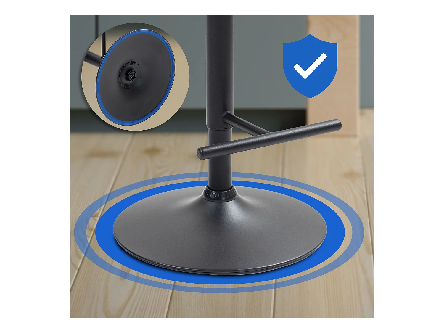 Lot de 2  Tabouret de bar - Similicuir & Noir - Crème - Damar