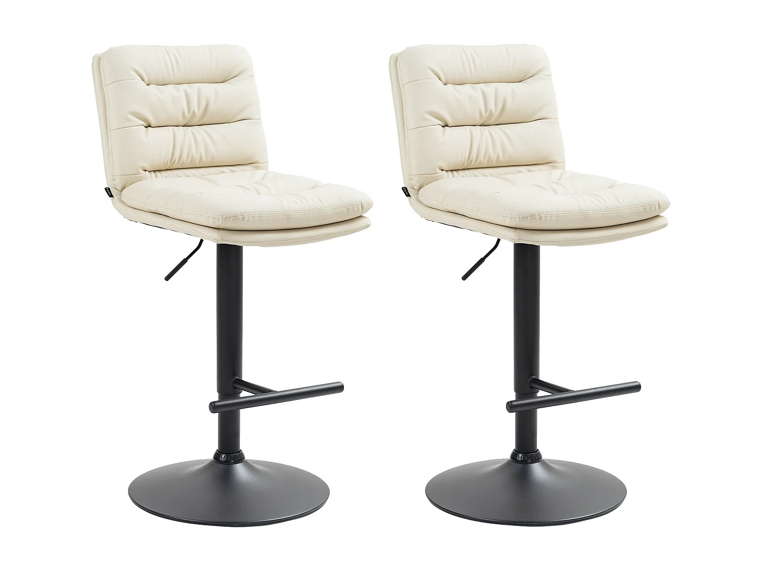 Lot de 2  Tabouret de bar - Similicuir & Noir - Crème - Damar
