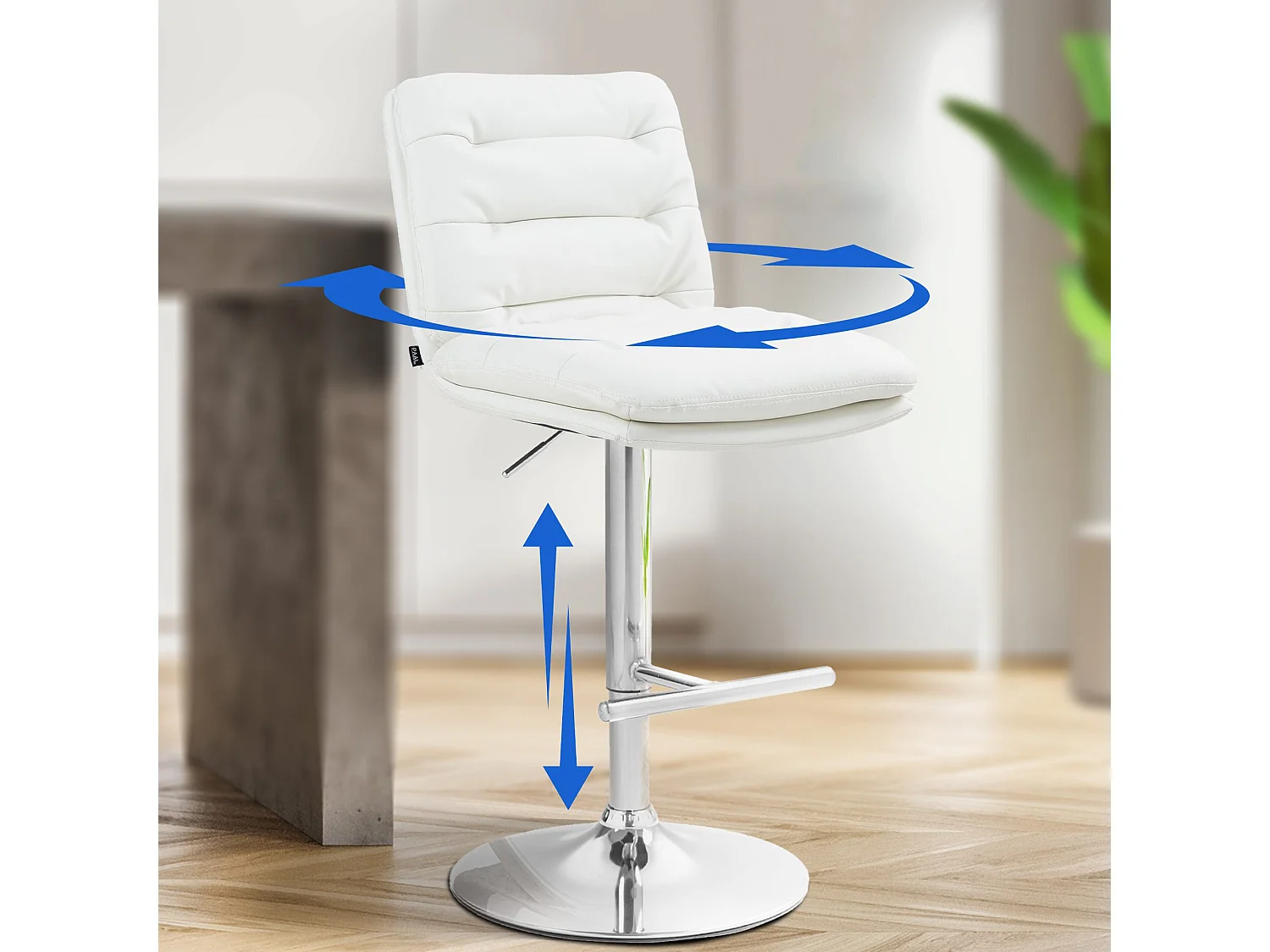 Lot de 2  Tabouret de bar - Similicuir & Chrome - Blanc - Damar