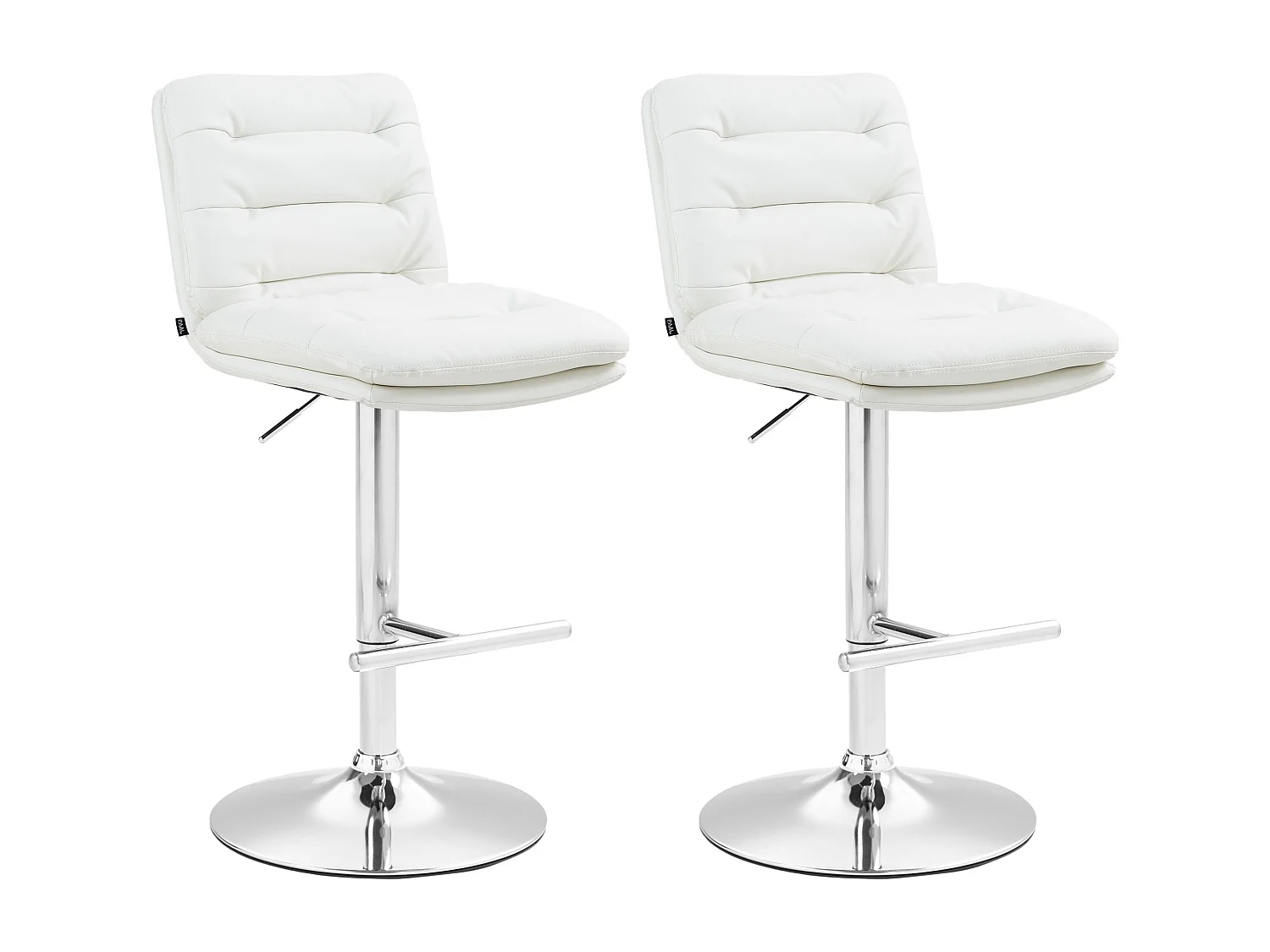 Lot de 2  Tabouret de bar - Similicuir & Chrome - Blanc - Damar